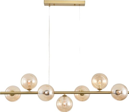 Home Décor Siena 7xG9 langbordspendel messing/rav   90cm ravfarget glass inkl. wireoppheng uten lyskilde
