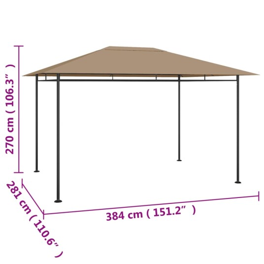 vidaXL Paviljong 4x3x2,7 m gråbrun 180 g/m² vidaXL Paviljong 4x3x2,7 m gråbrun 180 g/m²