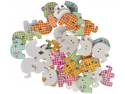 Infinity Hearts Buttons Elefanter i tre ass farger 29x20 mm 50 stk Infinity Hearts Buttons Elefanter i tre ass farger 29x20 mm 50 stk