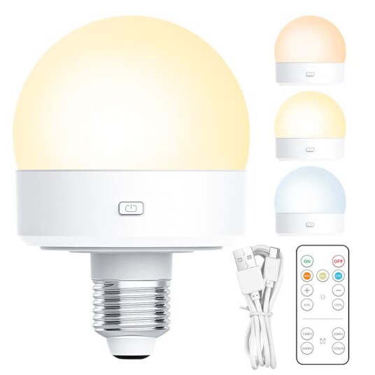 Inf Oppladbar LED-pucklampe med 3 fargetemperaturer og fjernkontroll E26/E27 lamp holder Inf Oppladbar LED-pucklampe med 3 fargetemperaturer og fjernkontroll E26/E27 lamp holder