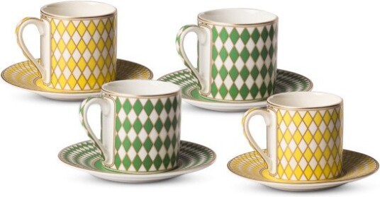 Pols Potten Chess espressokopp med fat 4 stk 10 cl