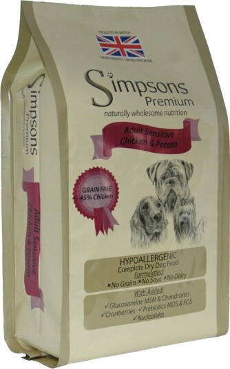 Simpsons Premium Tørrfôr Adult Sensitive & Potet Kylling 12 kg Simpsons Premium Tørrfôr Adult Sensitive & Potet Kylling 12 kg