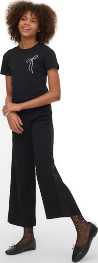 Vero Moda Girl Berlin bukse Wide Mid Waist glitter svart (140 / 10 år)