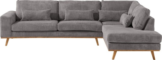 Copenhagen 4 seters Høyrevendt L formet Sjeselongsofa i Manchester Mørk grå