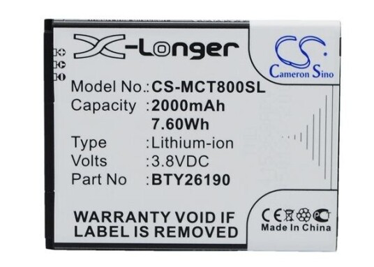 Mobistel Cynus T8 batteri (2000 mAh 3.8 V) Mobistel Cynus T8 batteri (2000 mAh 3.8 V)