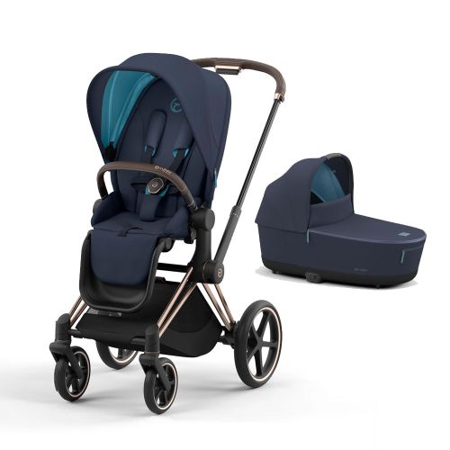 Komplett barnevogn Cybex e-Priam Rose Gold/Nautical Blue