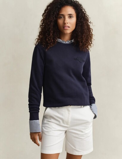 Gant Reg Tonal Shield C Neck Sweat Navy M