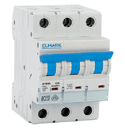 Elmark Automatsikring MCB 10A 3P C-kar Elmark Automatsikring MCB 10A 3P C-kar
