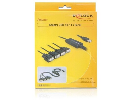 DELOCK USB Adapter USB A -> 4x D-Sub9 RS-232 St/St