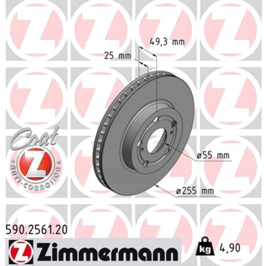 Bremseskive ZIMMERMANN 590.2561.20
