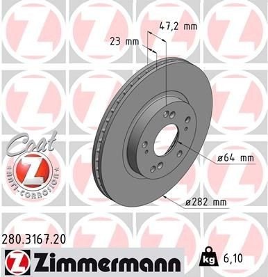 ZIMMERMANN 280.3167.20 Bremseskive