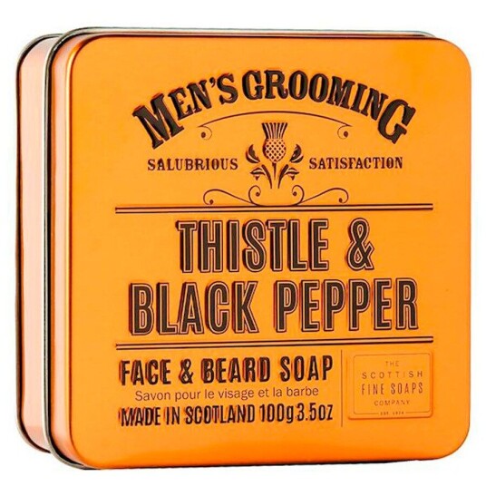 The Scottish Fine Soap Thistle & Black Pepper Face & Beard Soap 1 The Scottish Fine Soap Thistle & Black Pepper Face & Beard Soap 1
