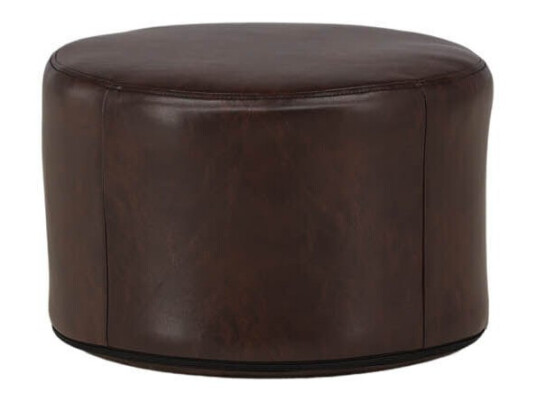 Venture Home Eastport puff, fotskammel Ø41cm PU kunstskinn brun. 1733017-01-0 1711854-01-0