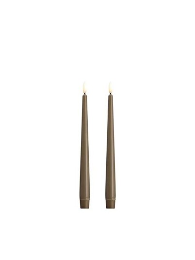 Moods & More LED taper candle   Slim   Dark sand   23x250 mm   2 pcs