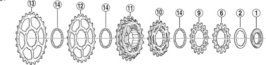 Shimano låsering til kassett CS-6500 til 12/13/14 tanns tannhjul