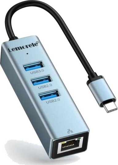 Lemorele TC43L 4-i-1 USB-C Hub med Gigabit Ethernet og USB