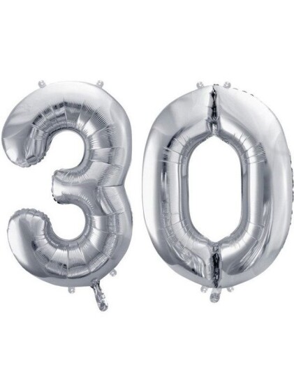 30 år ballonger 35 cm sølv
