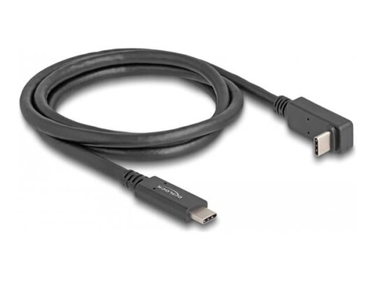 Delock - USB-kabel - 24 pin USB-C (hann) til 24 pin USB-C (hann) vinklet - USB 3.2 Gen 2 - 3 A - 1 m - USB Power Delivery (60W), 4 K 144 Hz (3840 x 2 Delock - USB-kabel - 24 pin USB-C (hann) til 24 pin USB-C (hann) vinklet - USB 3.2 Gen 2 - 3 A - 1 m - USB Power Delivery (60W), 4 K 144 Hz (3840 x 2