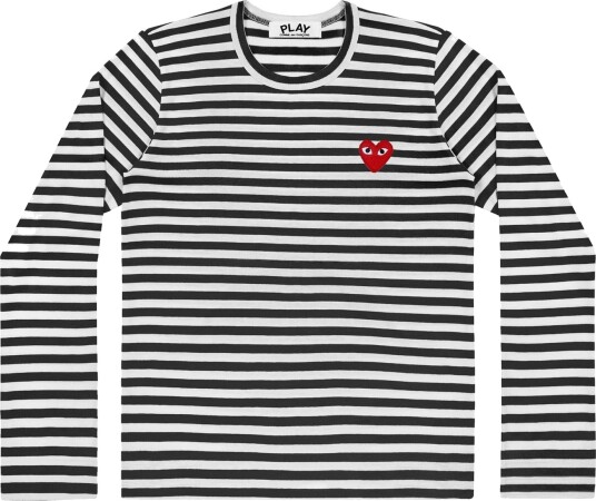Comme Des Garcons Play Striped Ls Men'S Genser- Sort male XL
