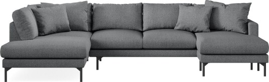 Menard 4 seters Venstrevendt Stor U formet Dyp Sofa med Divan og Sjeselong i Stoff Mørk grå