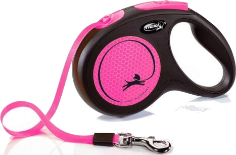 Flexi Neon Medium 5m Hundebånd Rullebånd Rosa