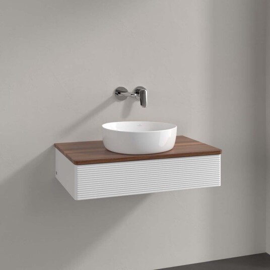 Villeroy & Boch Antao Servantskap med 1 skuff 80x50x19 cm m/lys Hvit Blank/Valnøtt Villeroy & Boch Antao Servantskap med 1 skuff 80x50x19 cm m/lys Hvit Blank/Valnøtt