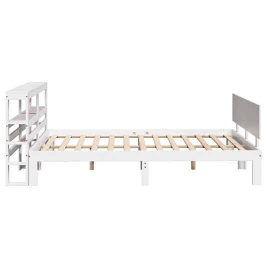 Sengeramme med hodegavl hvit 140x190 cm heltre furu 3306079