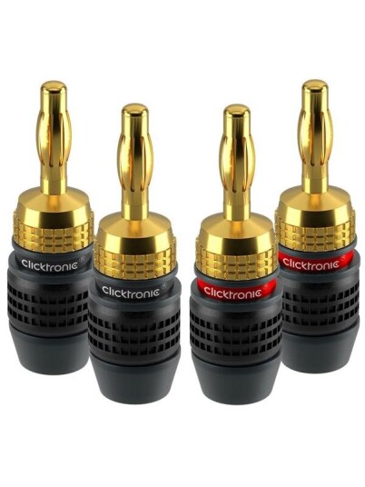 ClickTronic Banana Plug Adapter M-F 4-pakning Gull Sort