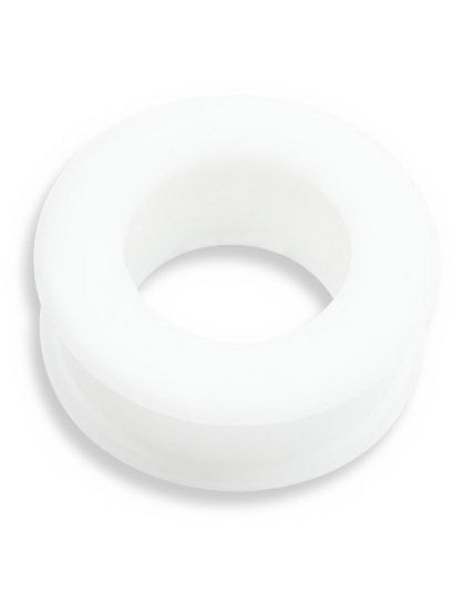 Hvit Piercing Tunnel i Silikon med Bred Kant Strl 4 mm