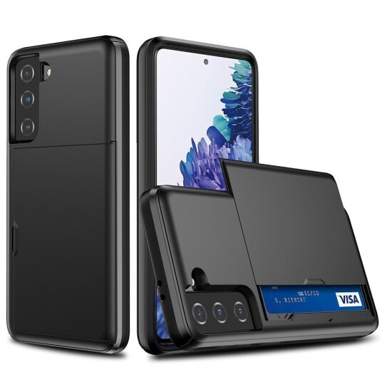 INCOVER Samsung Galaxy S21 FE (5G) Hybrid Håndverker Deksel med Lommebok - Svart
