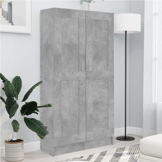 vidaXL Bokhylle betonggr? 82,5x30,5x150 cm sponplate