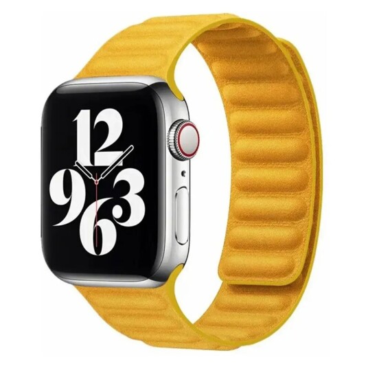 Apple Watch (42/44/SE/45/49mm) Magnetisk Lippa Finewoven Stropp - Gul