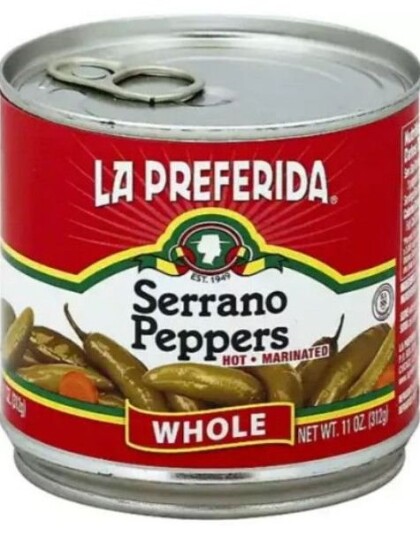 La Preferida Whole Chiles Serranos   Hele Syltede Serrano Chilier 312 gram