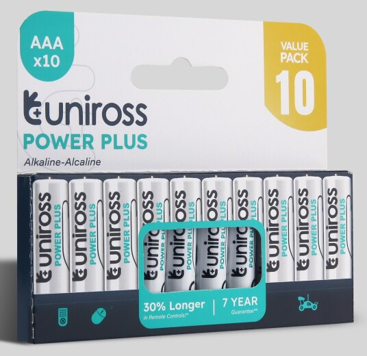 Uniross Power Plus AAA Alkaline Universale Batterier 10-pakning