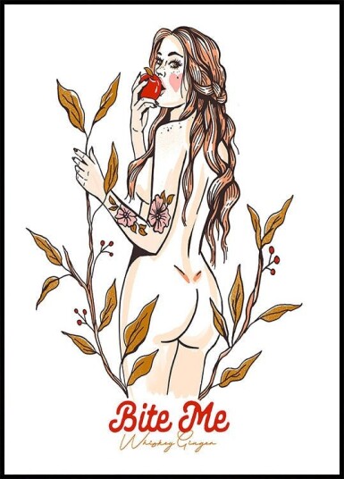 Bite Me Sexy Pin Up Girl Eating An Apple Plakat Plakat / 50x70cm