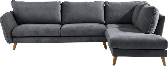 Trend Lyx 4 seters Høyrevendt L formet Sjeselongsofa i Stoff Mørk grå