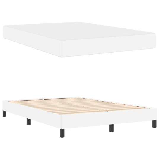  Seng med madrass Klar hvit 140 x 190 cm Kunstlær