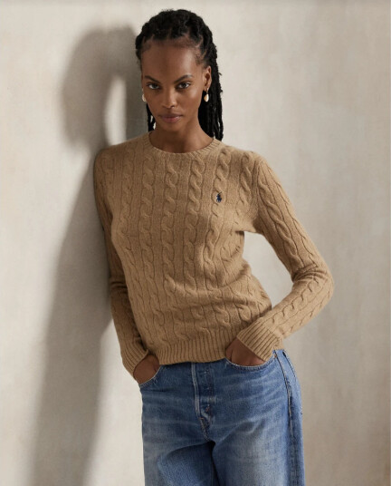 Polo By Ralph Lauren julianna langarmet strikkegenser beige og brun