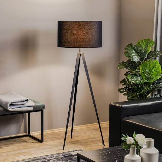 Euluna Gulvlampe Tago tripod skjerm svart/sølv