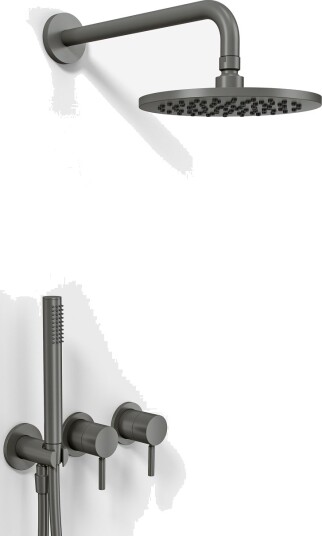 Semplice SBR801 S05 Regn Deluxe Ø20cm Vegg PVD Matt Gun Metal Dusjsett