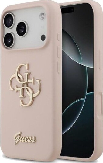 GUESS Silicone Big 4G Script Case for iPhone 17 Pro - Pink