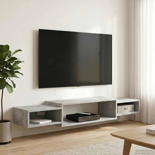 vidaXL Vegghengt TV-skap Veggmontert Betonggrå 140 x 28 x 21 cm