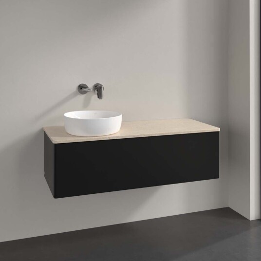 Villeroy & Boch Antao Servantskap med 1 skuff 120x50x36 cm m/lys Sort Matt/Crème Villeroy & Boch Antao Servantskap med 1 skuff 120x50x36 cm m/lys Sort Matt/Crème