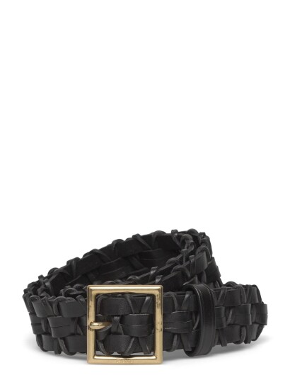 Polo Ralph Lauren Basketweave Leather Belt   Black   XS