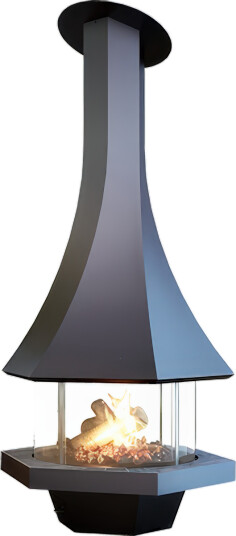 Eolia 907 takhengt peis med 360 grader glass Eolia 907 takhengt peis med 360 grader glass
