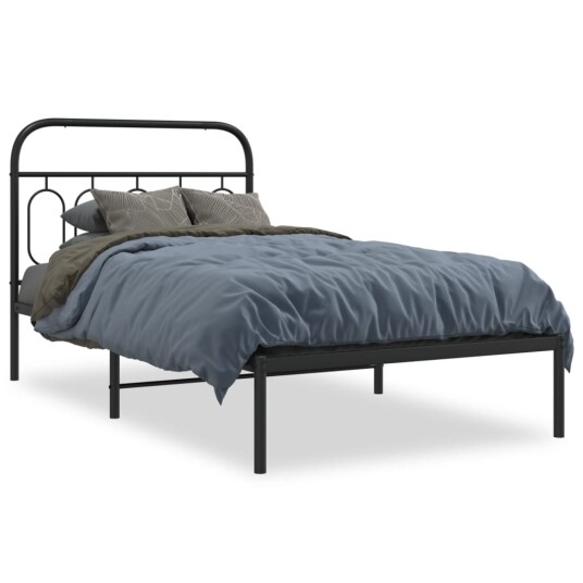  Sengeramme i metall med hodegavl svart 107x203 cm 8721102645839