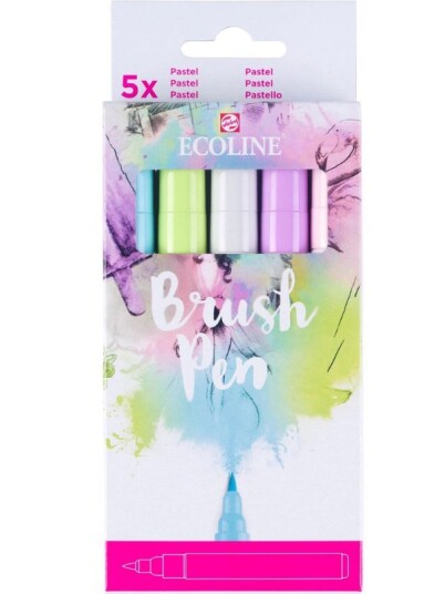 Talens Ecoline Brush Pen Pastel 5 tusjpenner med penselspiss