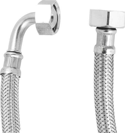 PEX TRYKKSLANGE TIL KABINETT 1/2" RETT X 1/2" VINKEL 80 CM