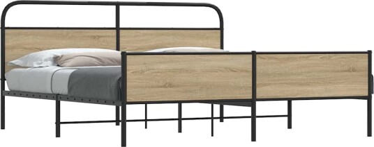 Sengeramme i metall uten madrass røkt eik 150x200 cm 8721158549518