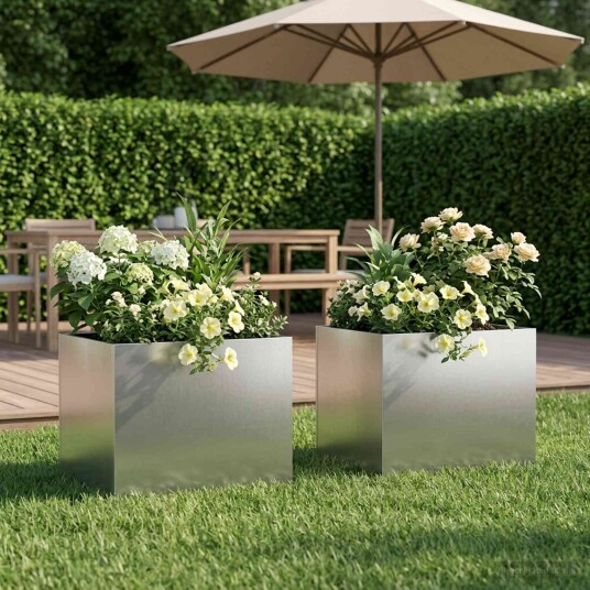 vidaXL Hageblomsterpotte 2 stk. Sølv 40 x 30 x 30 cm Rustfritt stål